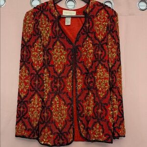 Vintage 80’s Red and Gold Embellished Sequin Blazer